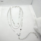 Sexy Multilayer Sequins Rhinestone Tassel Pendants Chain Necklace