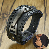 Men Stylish Wide Leather Bracelet