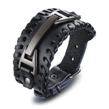 Men Stylish Wide Leather Bracelet