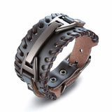 Men Stylish Wide Leather Bracelet
