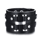 Men Stylish Wide Leather Bracelet