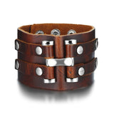 Men Stylish Wide Leather Bracelet