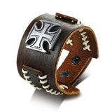 Men Stylish Wide Leather Bracelet