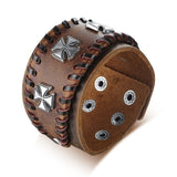 Men Stylish Wide Leather Bracelet