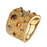 Viennois Wide Gold Color Finger Rings