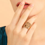 Viennois Wide Gold Color Finger Rings