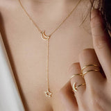 Simple Gold Moon Star Choker Necklace
