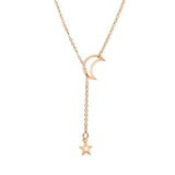Simple Gold Moon Star Choker Necklace