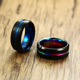 8MM Men's Tungsten Carbide Wedding Band Two Tone Black Ring for Men