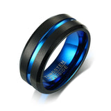 8MM Men's Tungsten Carbide Wedding Band Two Tone Black Ring for Men