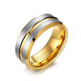 8MM Men's Tungsten Carbide Wedding Band Two Tone Black Ring for Men