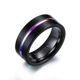 8MM Men's Tungsten Carbide Wedding Band Two Tone Black Ring for Men