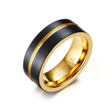 8MM Men's Tungsten Carbide Wedding Band Two Tone Black Ring for Men
