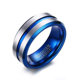 8MM Men's Tungsten Carbide Wedding Band Two Tone Black Ring for Men