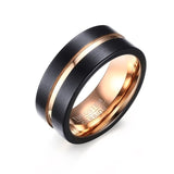 8MM Men's Tungsten Carbide Wedding Band Two Tone Black Ring for Men