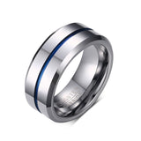8MM Men's Tungsten Carbide Wedding Band Two Tone Black Ring for Men