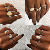ZORCVENS 5Pcs/Set Finger Knuckle Black Stone Ring