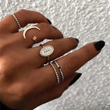 ZORCVENS 5Pcs/Set Finger Knuckle Black Stone Ring