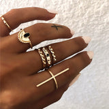 ZORCVENS 5Pcs/Set Finger Knuckle Black Stone Ring