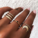ZORCVENS 5Pcs/Set Finger Knuckle Black Stone Ring