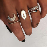 ZORCVENS 5Pcs/Set Finger Knuckle Black Stone Ring