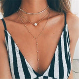 Fashion Three Layers of Shell Pendant Necklace