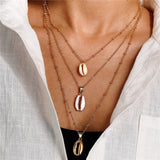 Fashion Three Layers of Shell Pendant Necklace